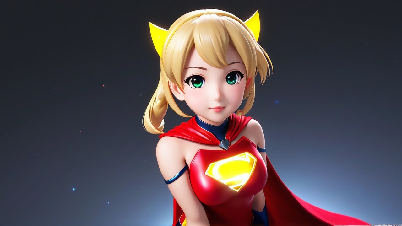 Anime-Inspired Character with Blonde Pigtails and Cape