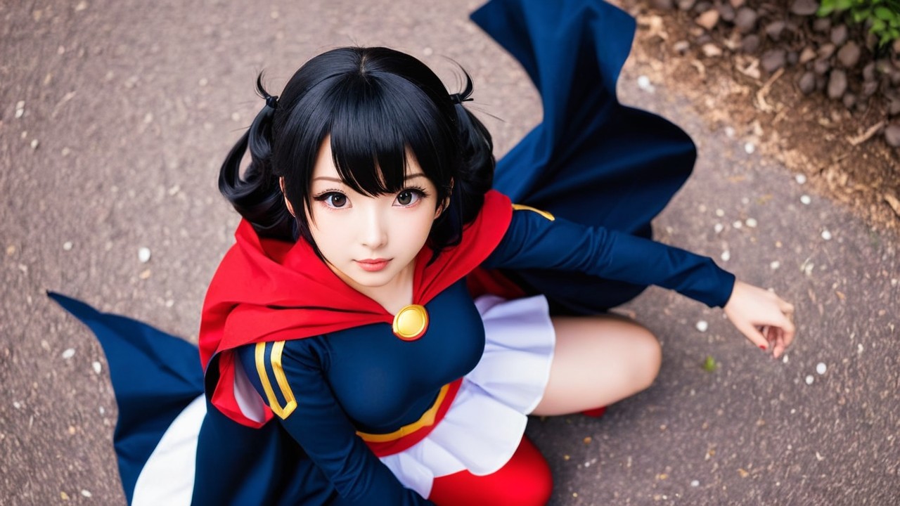 Vibrant Cosplay Outfit Featuring Superhero and Anime Elements