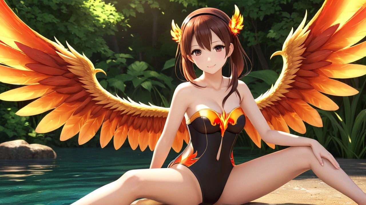 Character with Phoenix Wings by Serene Water