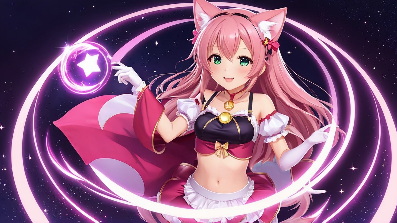Vibrant Anime Character with Pink Hair and Magic Orb