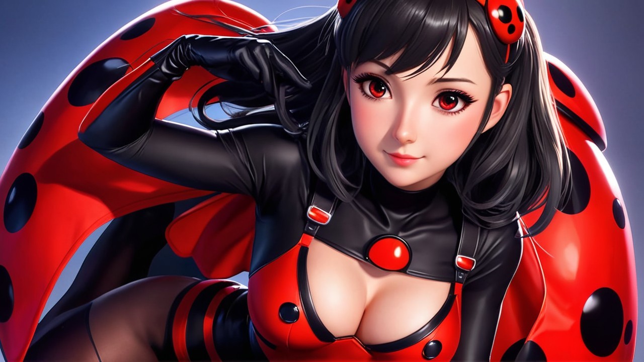 Bold Ladybug-Themed Outfit with Red and Black Colors