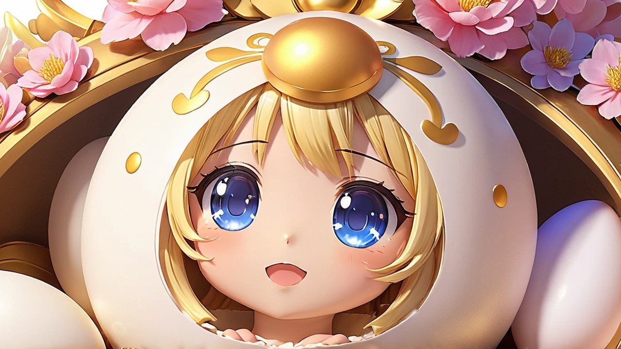 Charming Animated Character in Egg-Shaped Shell
