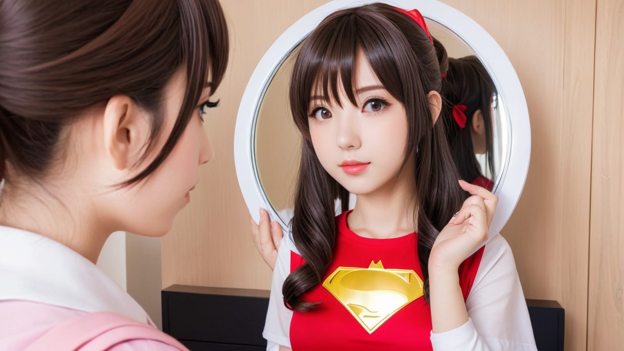 Charming Anime Heroine in a Reflective World