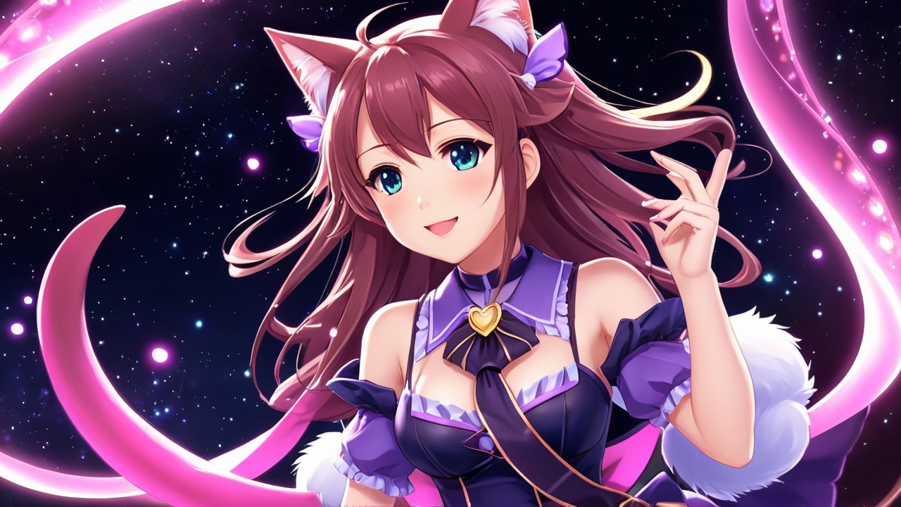 Anime character with brown hair and cat ears