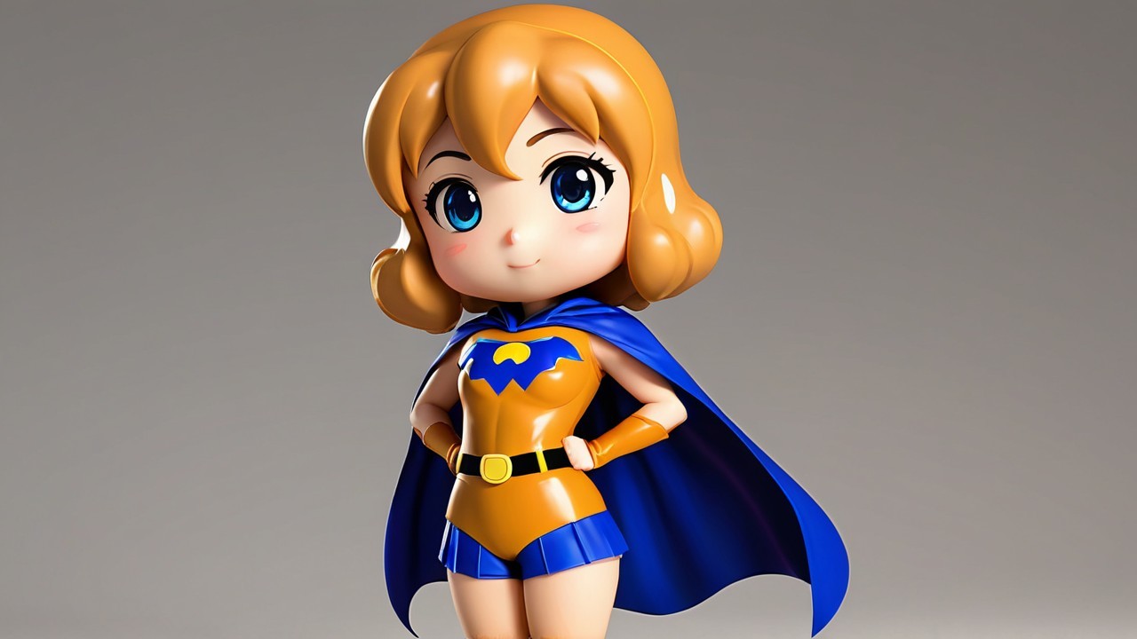 Chibi-style character with blue eyes and orange outfit