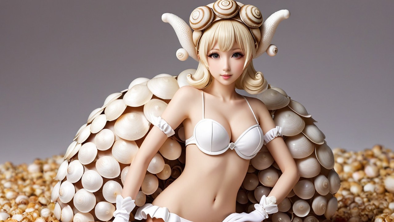 Whimsical Character Design with Shell Accessories