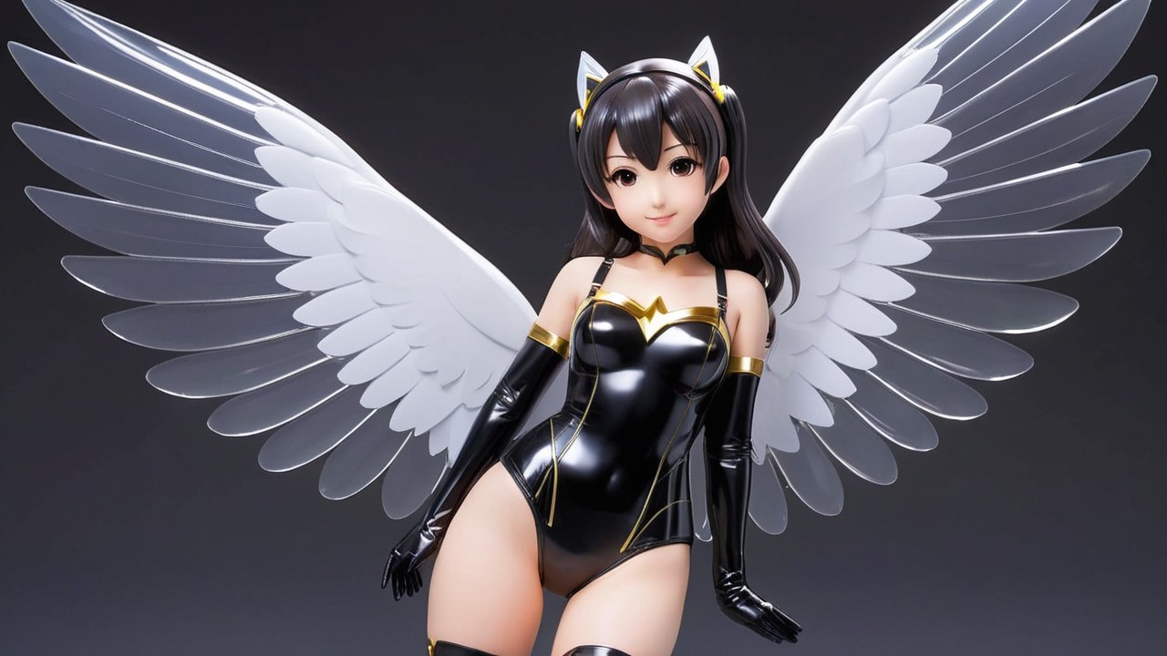 Character with Translucent Wings and Black Bodysuit