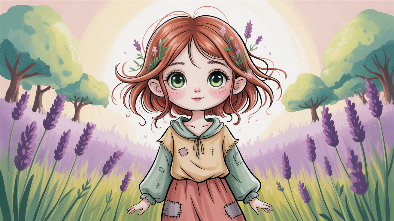 Charming Digital Illustration of a Cute Little Girl