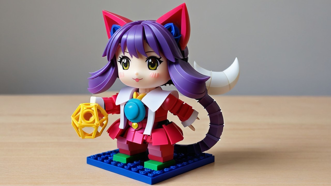 Colorful Humanoid Cat Figure with Playful Design