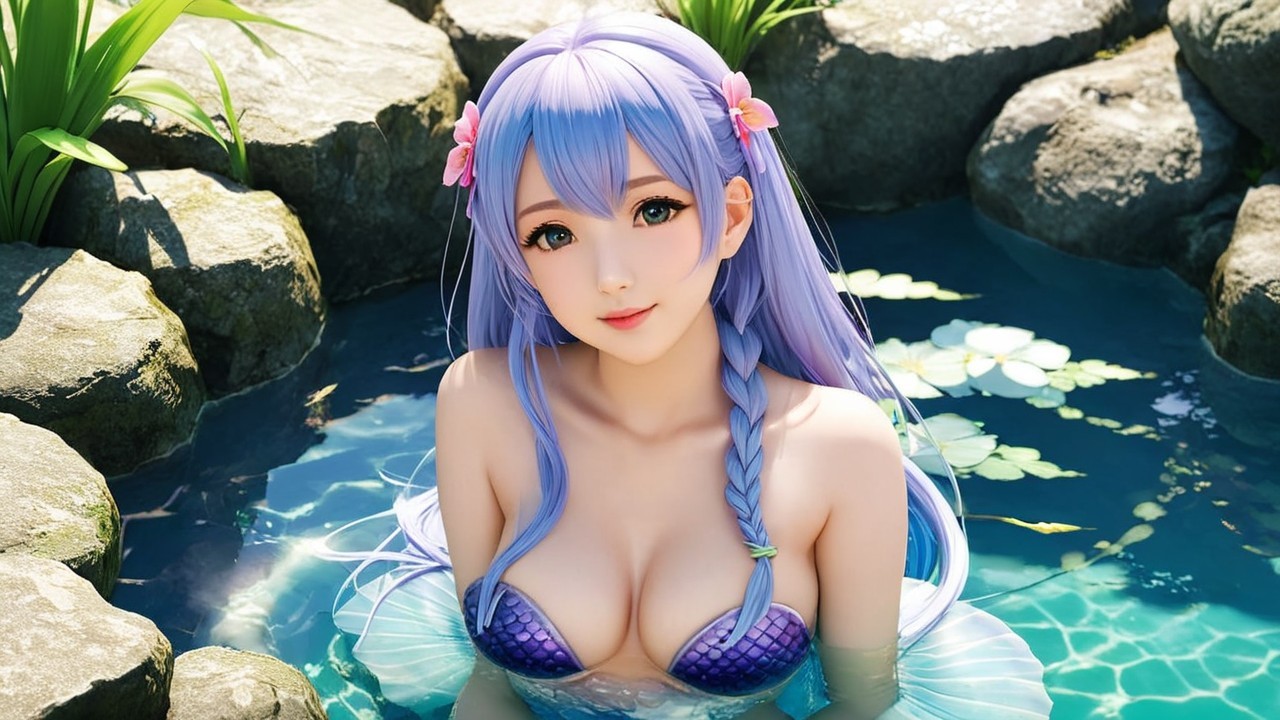 Underwater Scene with Elegant Mermaid Character