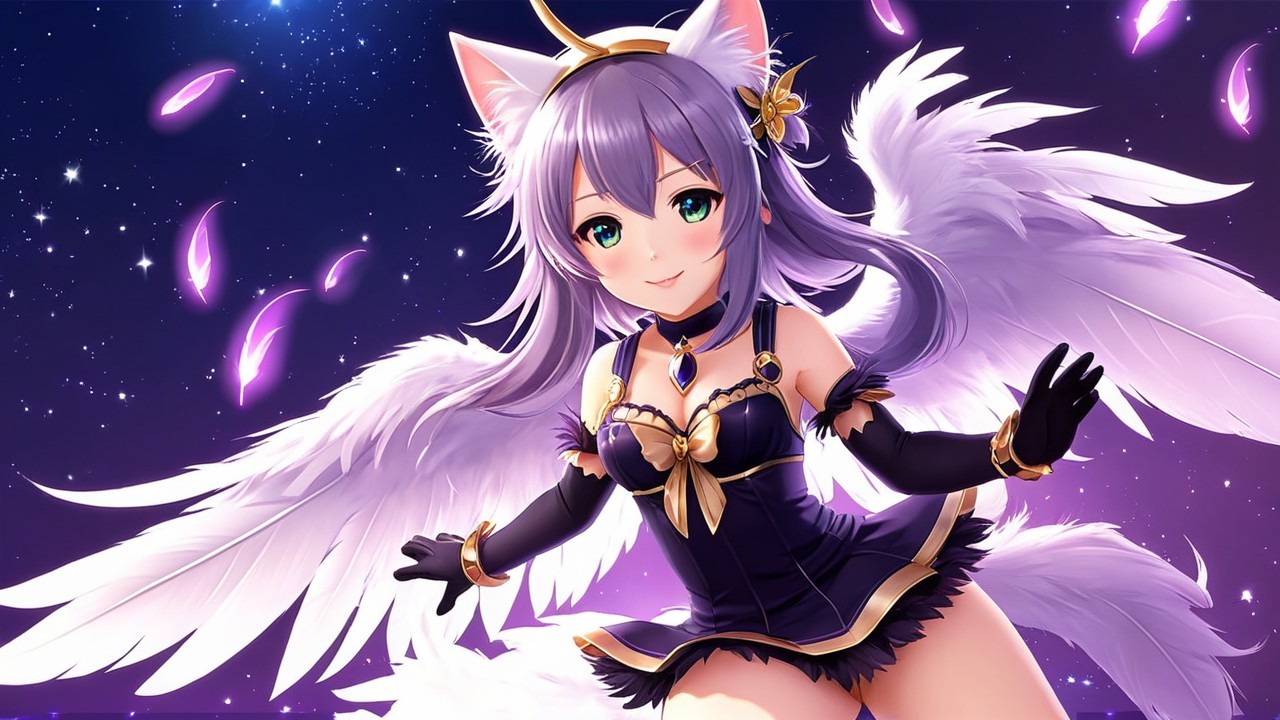 Fantastical Character with Lavender Hair and Wings