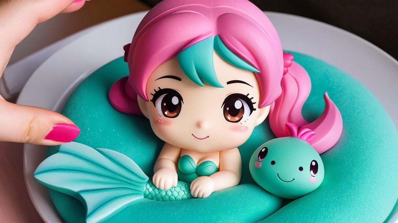 Whimsical Mermaid Dessert with Turtle Figurine