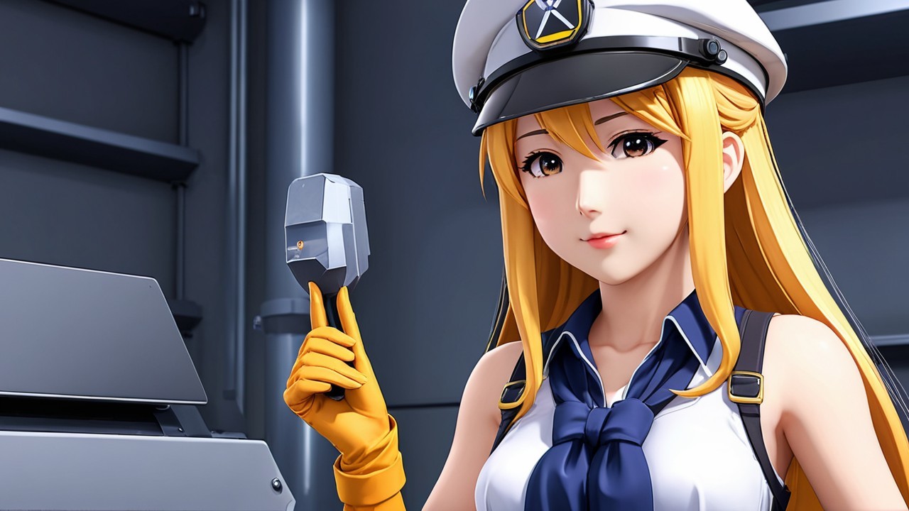 Anime Character in Futuristic Setting with Tools