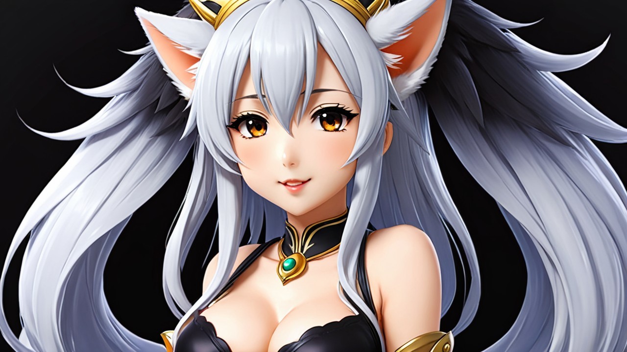 Character with Silver Hair and Fox Ears in Dark Setting