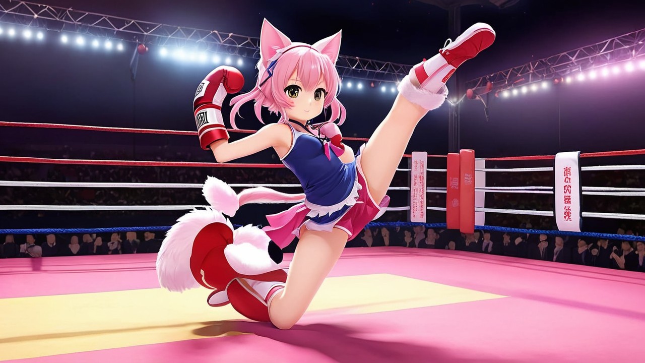Colorful Anime Character in Boxing Ring Scene