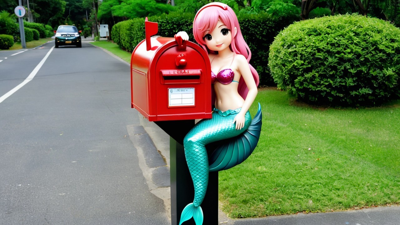 Colorful Mermaid Mailbox in Lush Green Setting