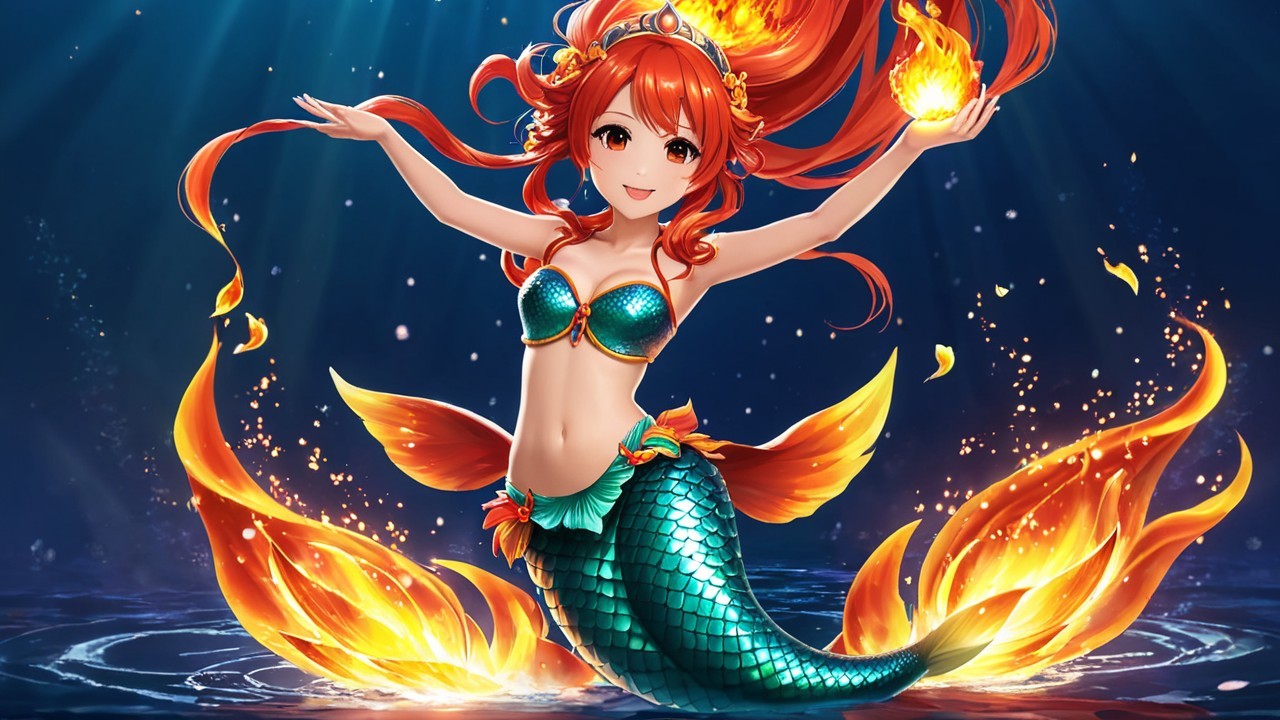 Vibrant Mermaid Dancing in an Underwater Scene