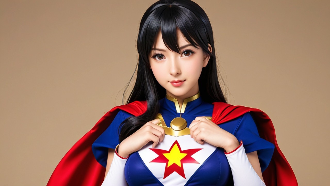 Superhero Character in Blue and Red Costume Design