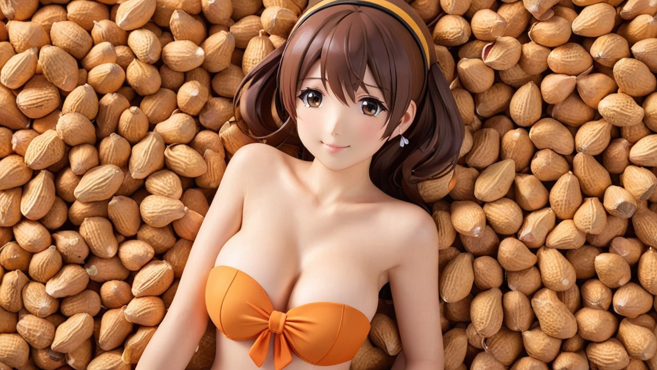 Female Character in Bikini Surrounded by Almonds