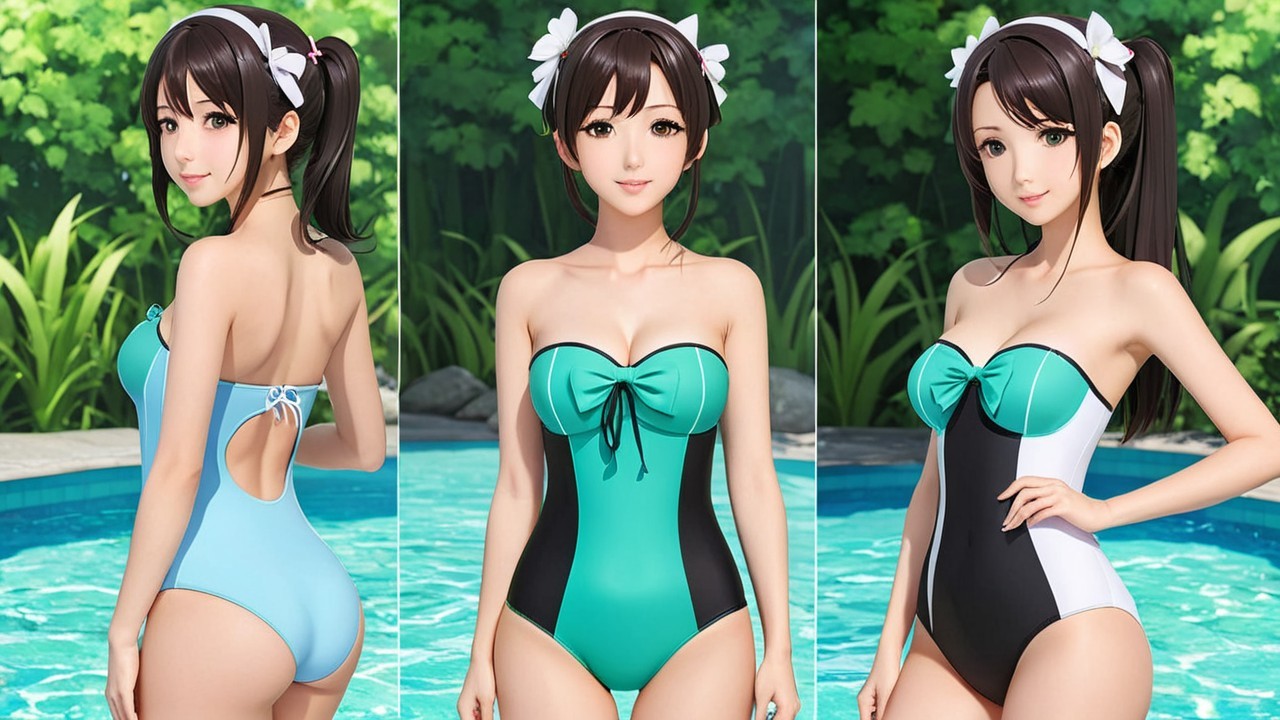 Digital Illustration of Woman in Stylish Swimsuit