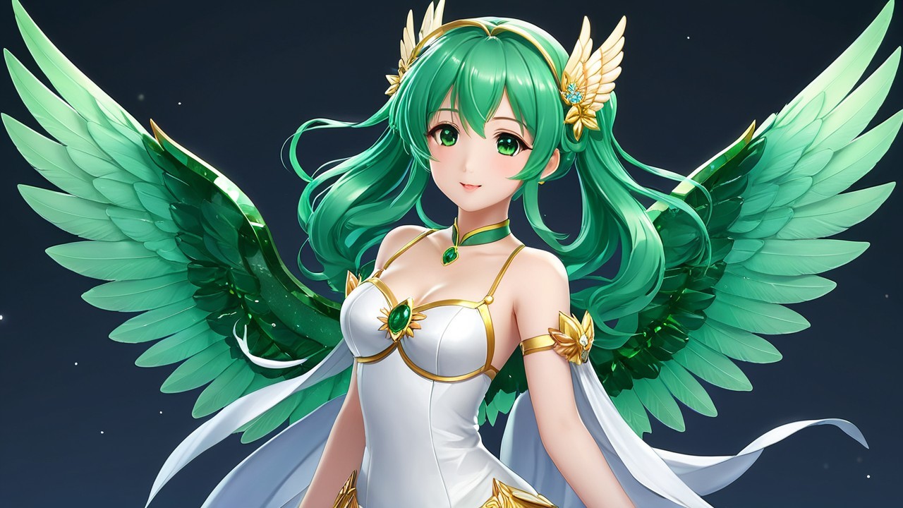 Character with Green Hair and Ethereal Wings