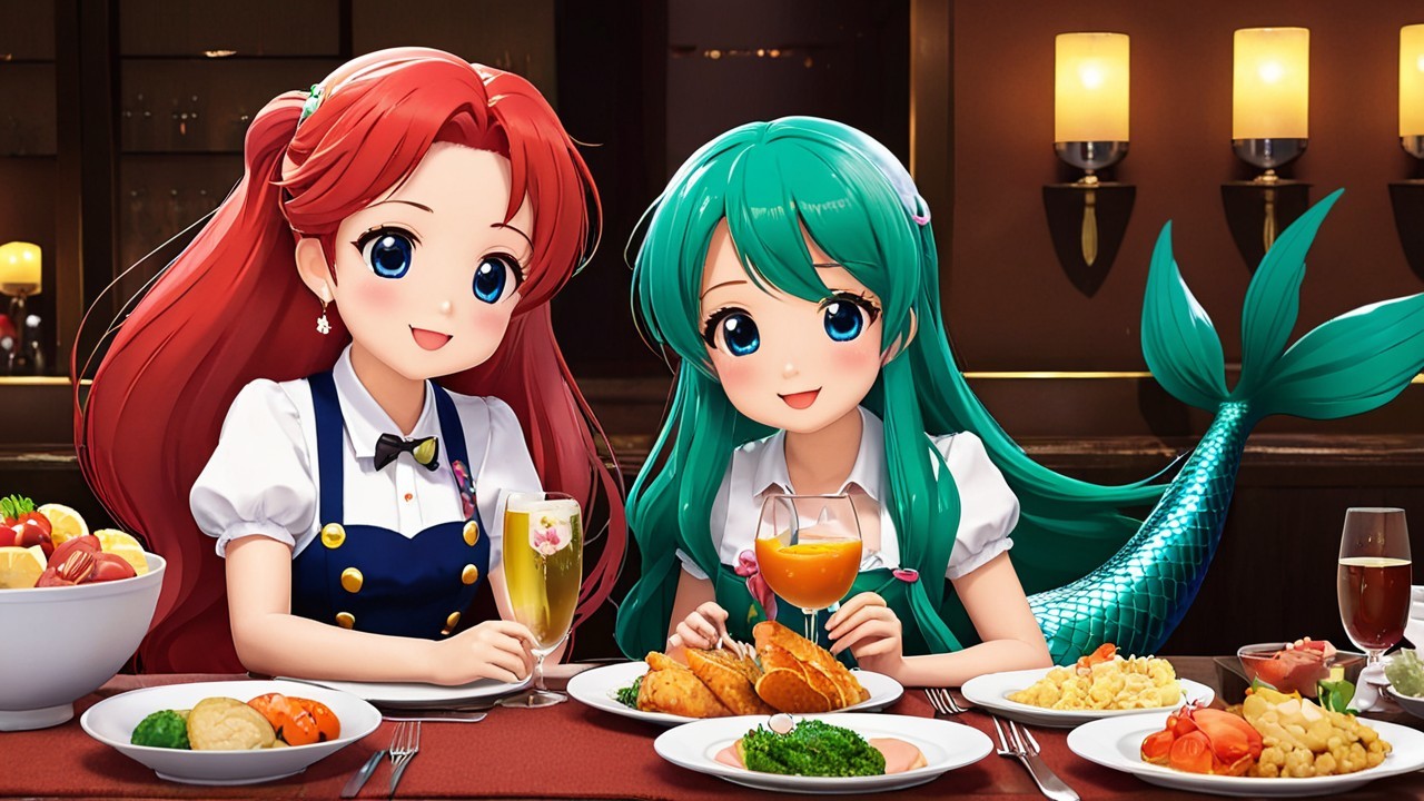 Animated Characters at a Festive Dining Table