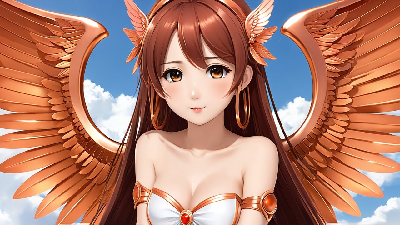 Anime Character with Brown Hair and Shimmering Wings