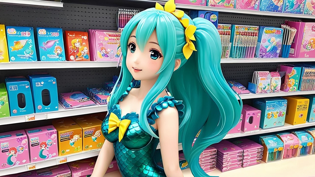 Vibrant Character with Aqua Hair and Mermaid Outfit
