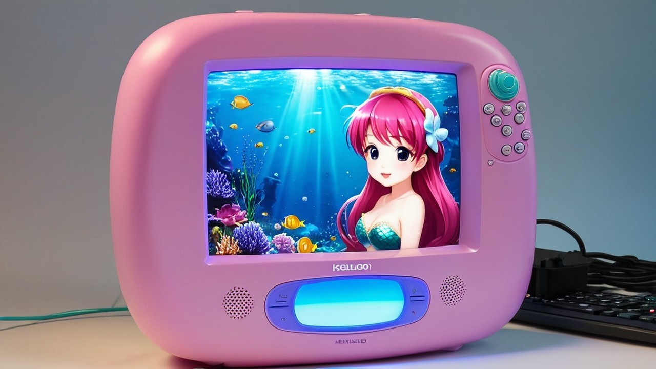 Whimsical Pink Television with Underwater Scene