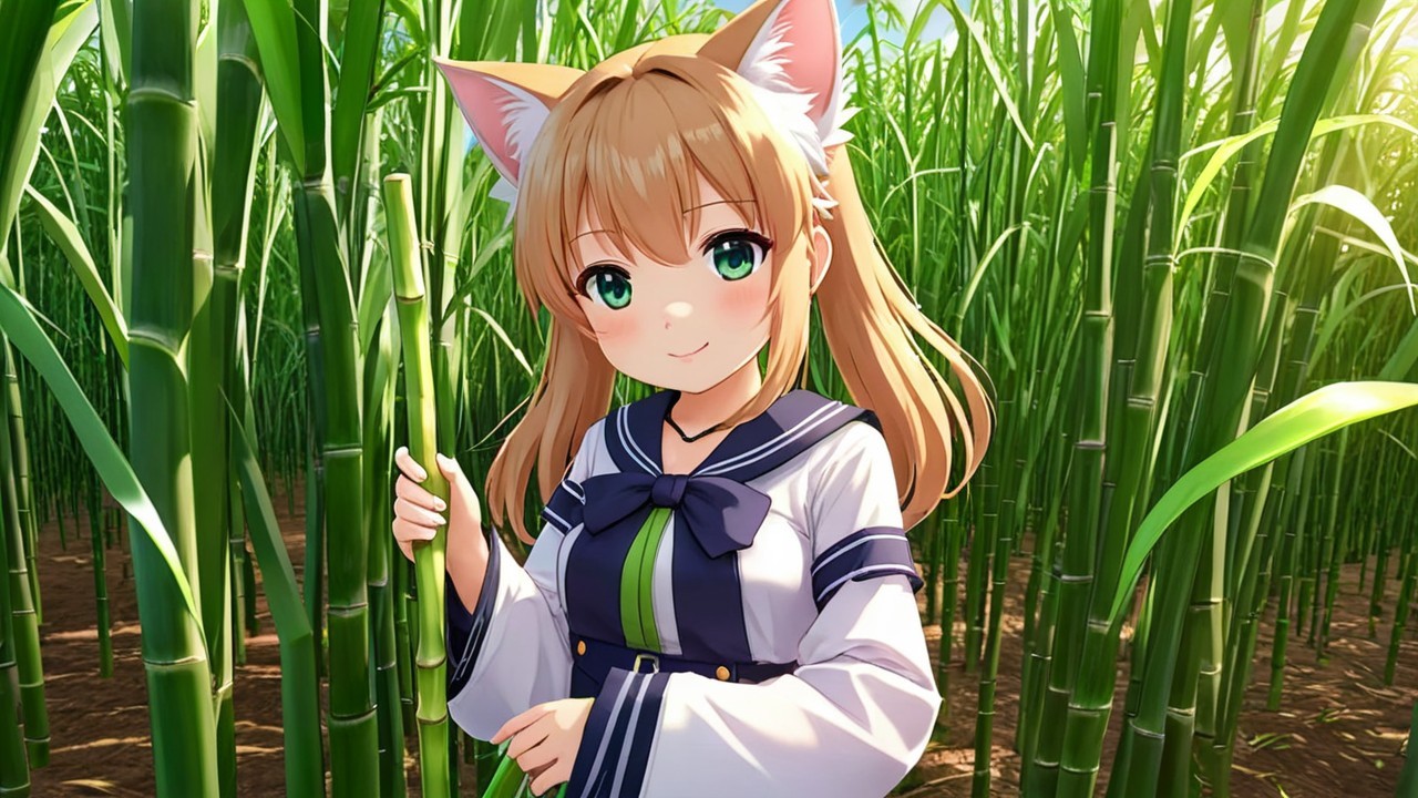 Animated Character in Bamboo with School Uniform