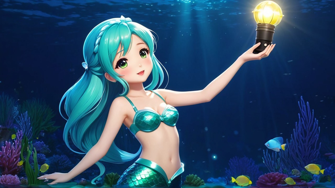 Vibrant Animated Mermaid in Underwater Scene