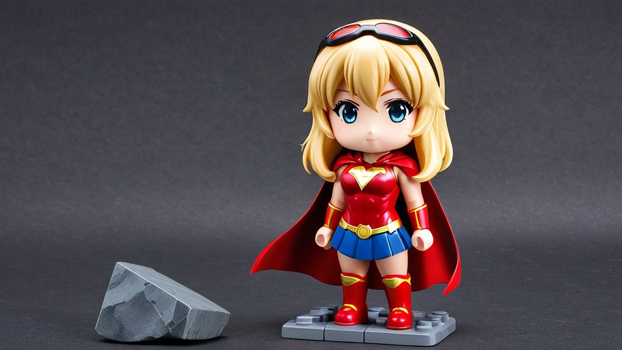 Collectible Female Superhero Figure with Cape and Goggles