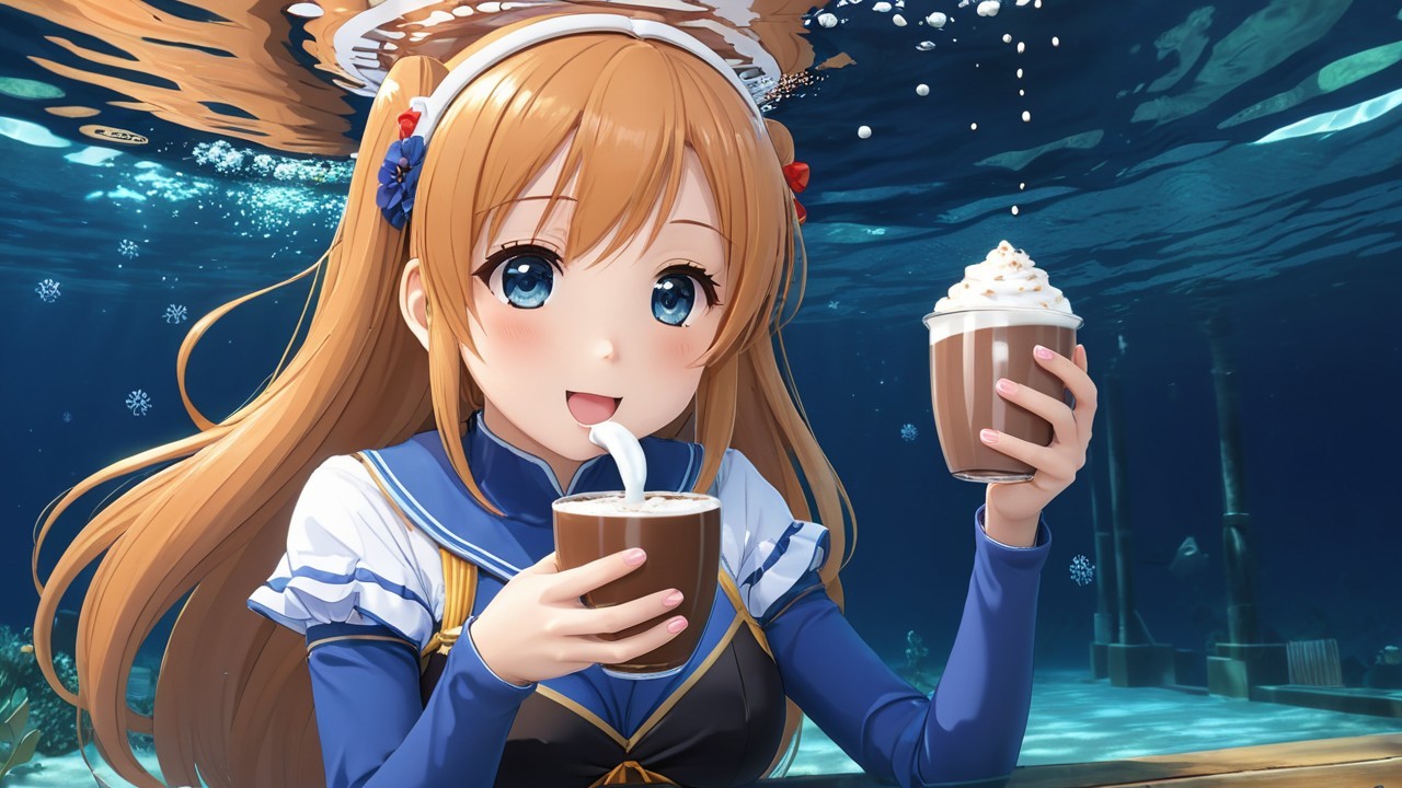 Underwater Cocoa with a Cute Anime Goddess