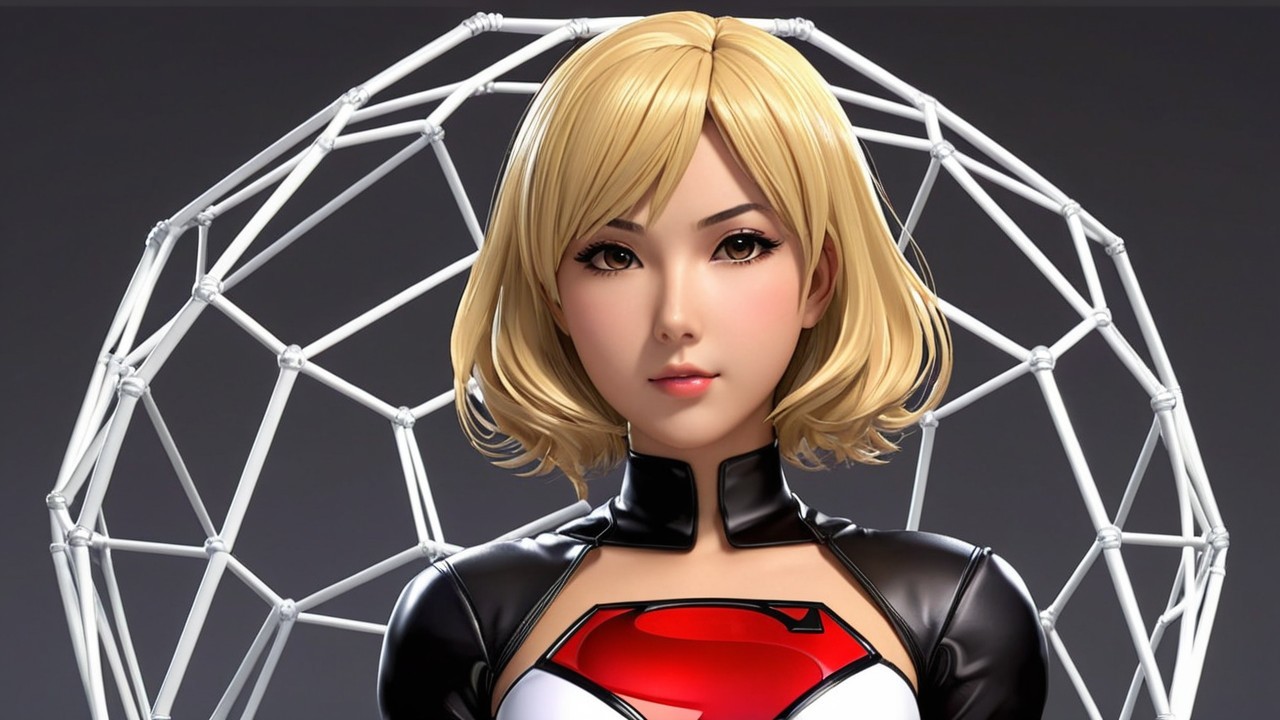 Stylized Female Superhero with Modern Design Elements