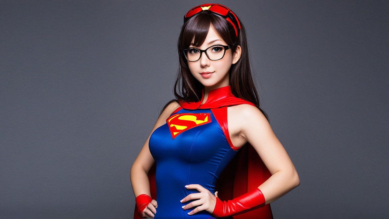 Confident Woman in Vibrant Superhero Costume