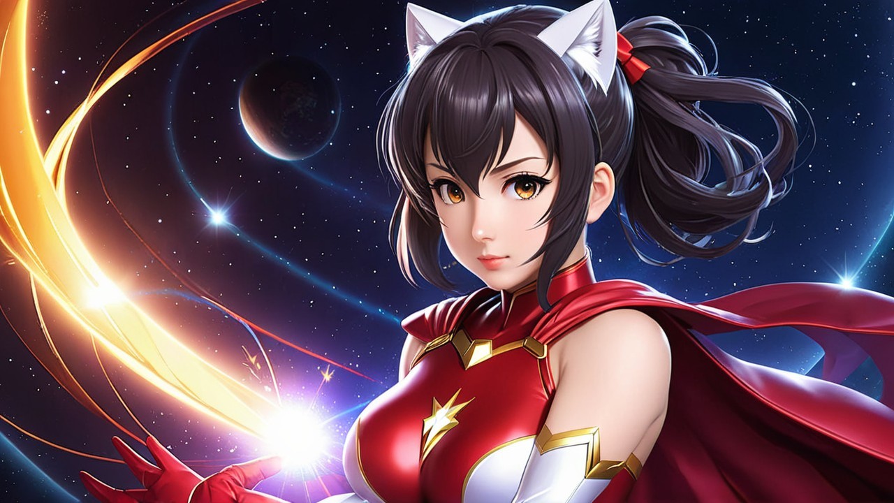 Dynamic Character in Cosmic Setting with Glowing Orb