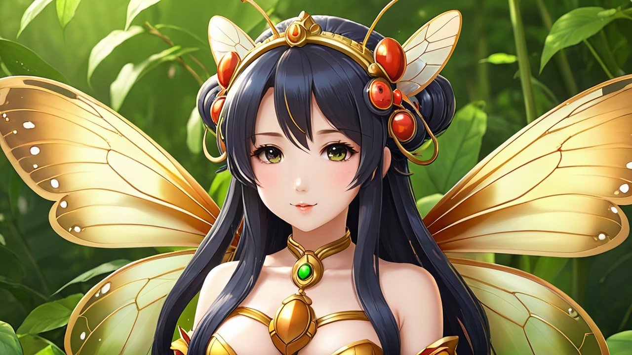 Fantasy Character with Butterfly Wings and Elegant Outfit