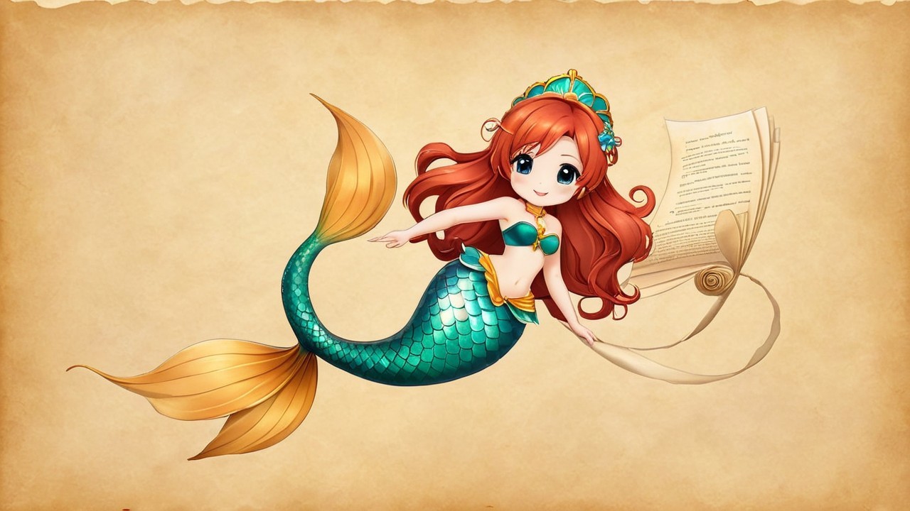 Charming Parchment Mermaid Illustration