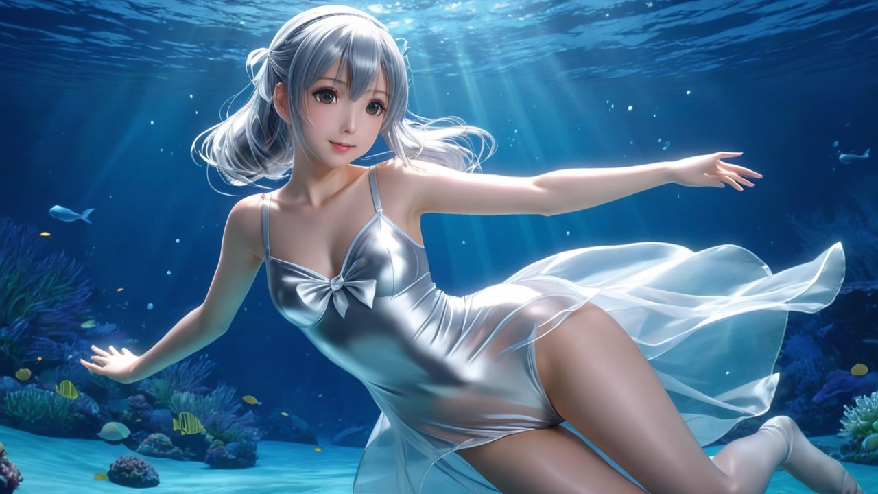 Elegant Underwater Scene with Marine Life and Light