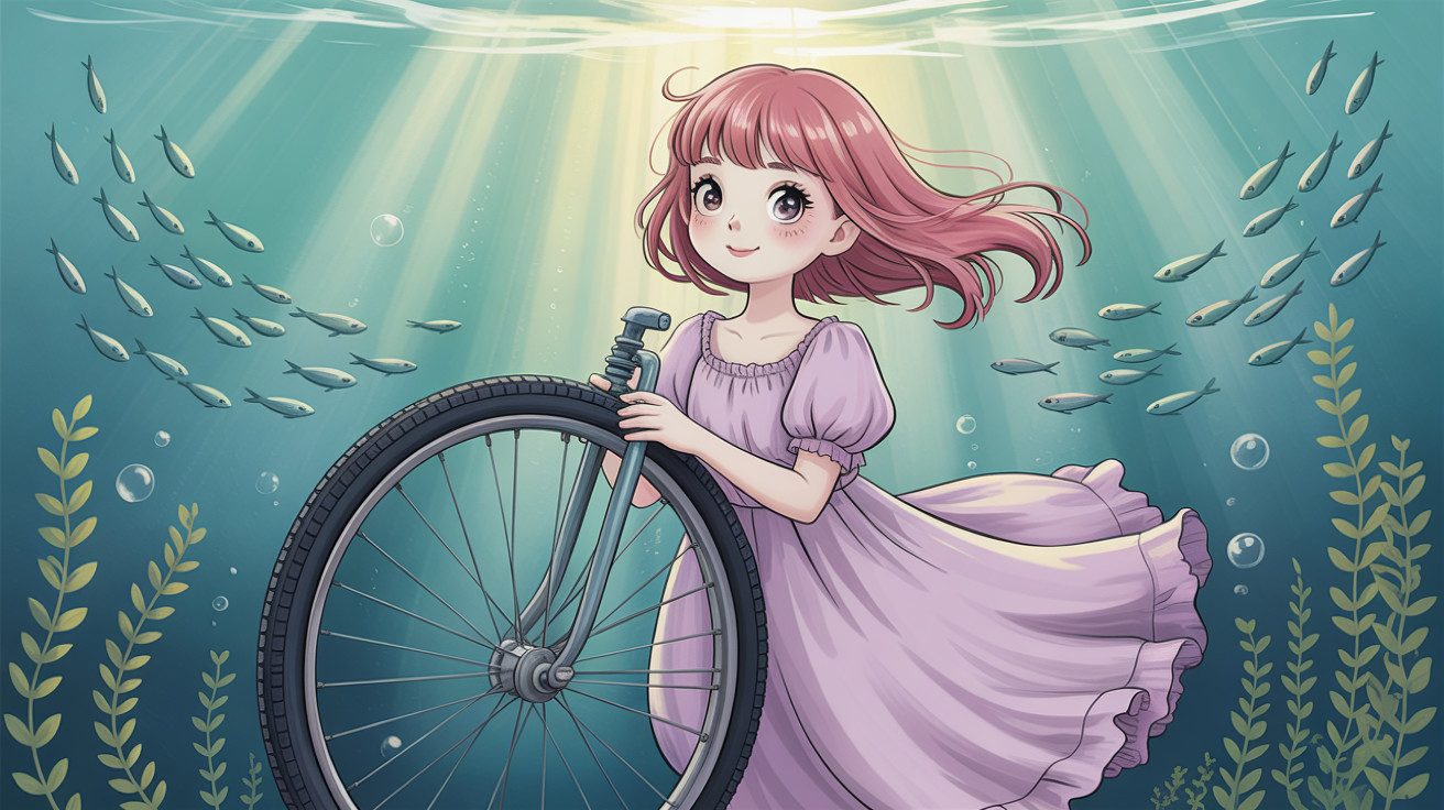 Vibrant digital painting of an anime girl underwater