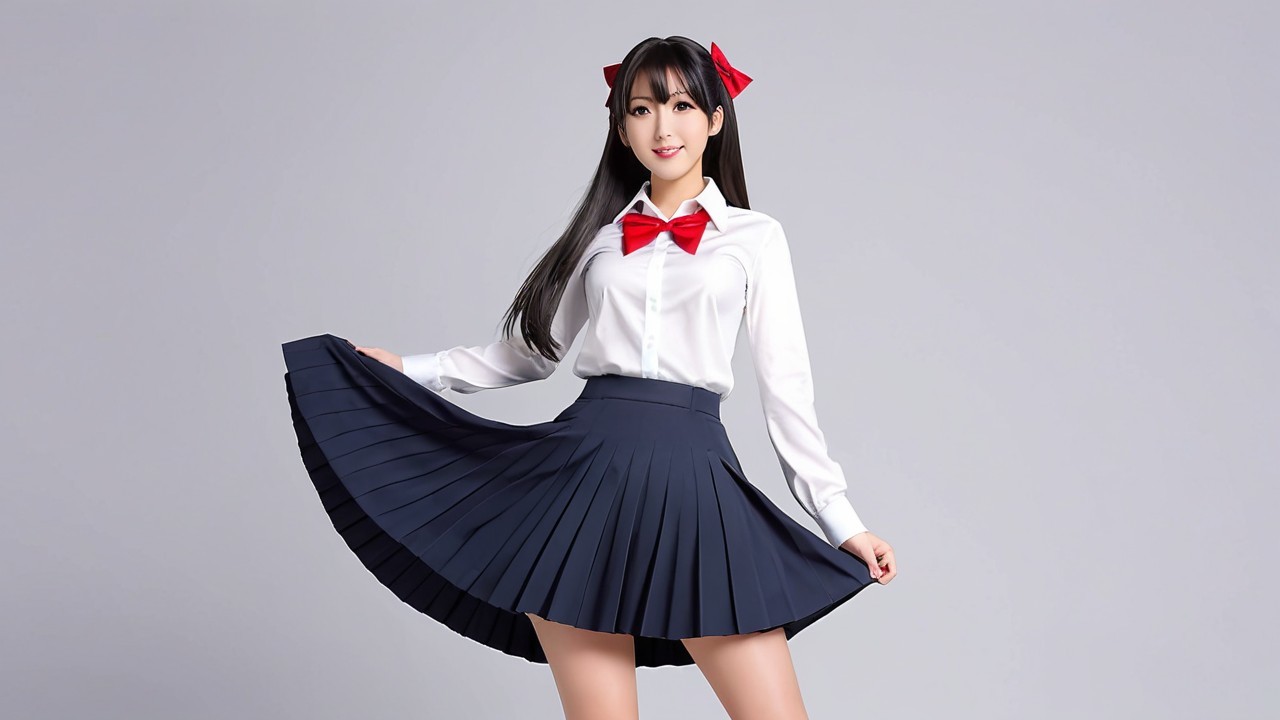 Confident Young Woman in Stylish School Uniform