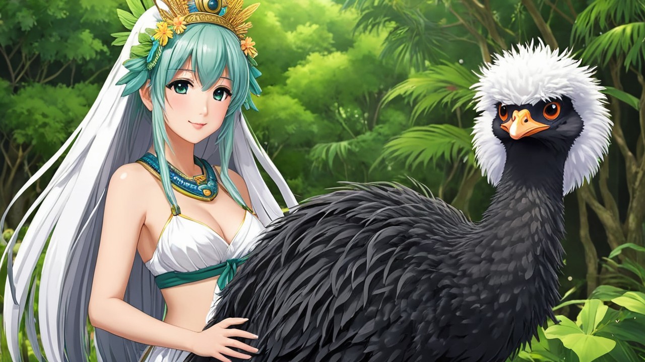 Fantasy Character with Turquoise Hair in Jungle Setting