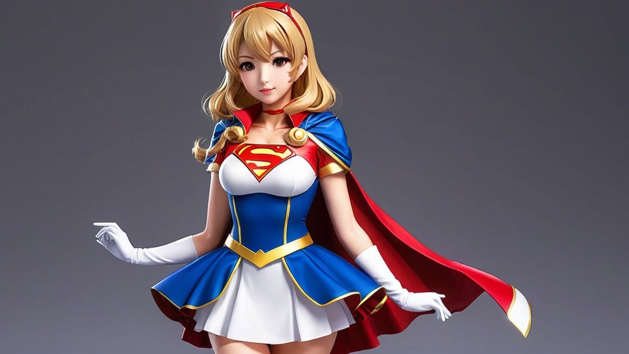 Stylized Female Superhero in Vibrant Costume Design