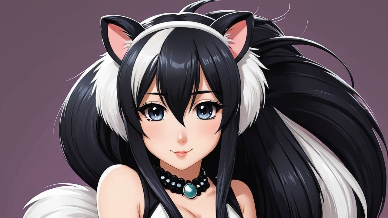 Stylized anime character with cat ears and blue eyes