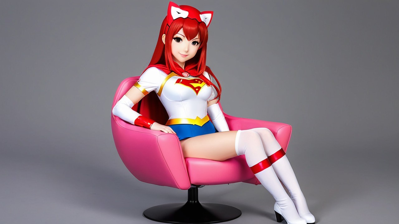 Cartoon Superheroine with Red Hair and Stylish Outfit