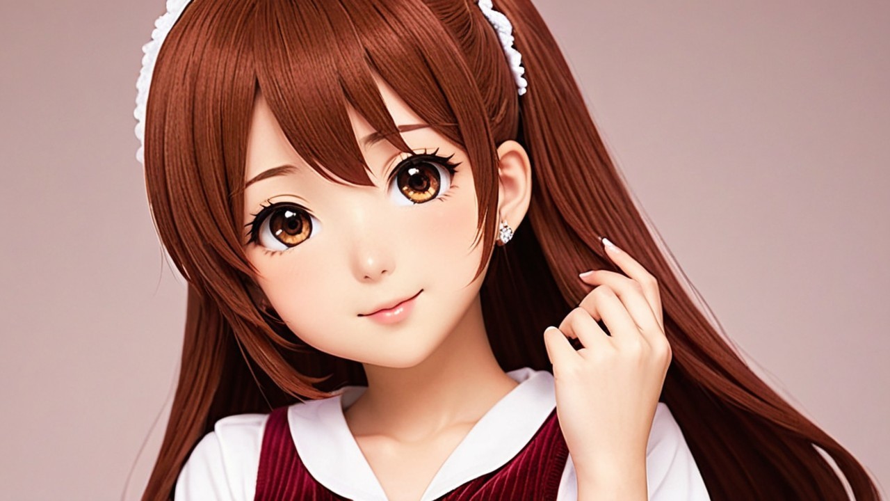 Anime-Inspired Character with Brown Eyes and Hair
