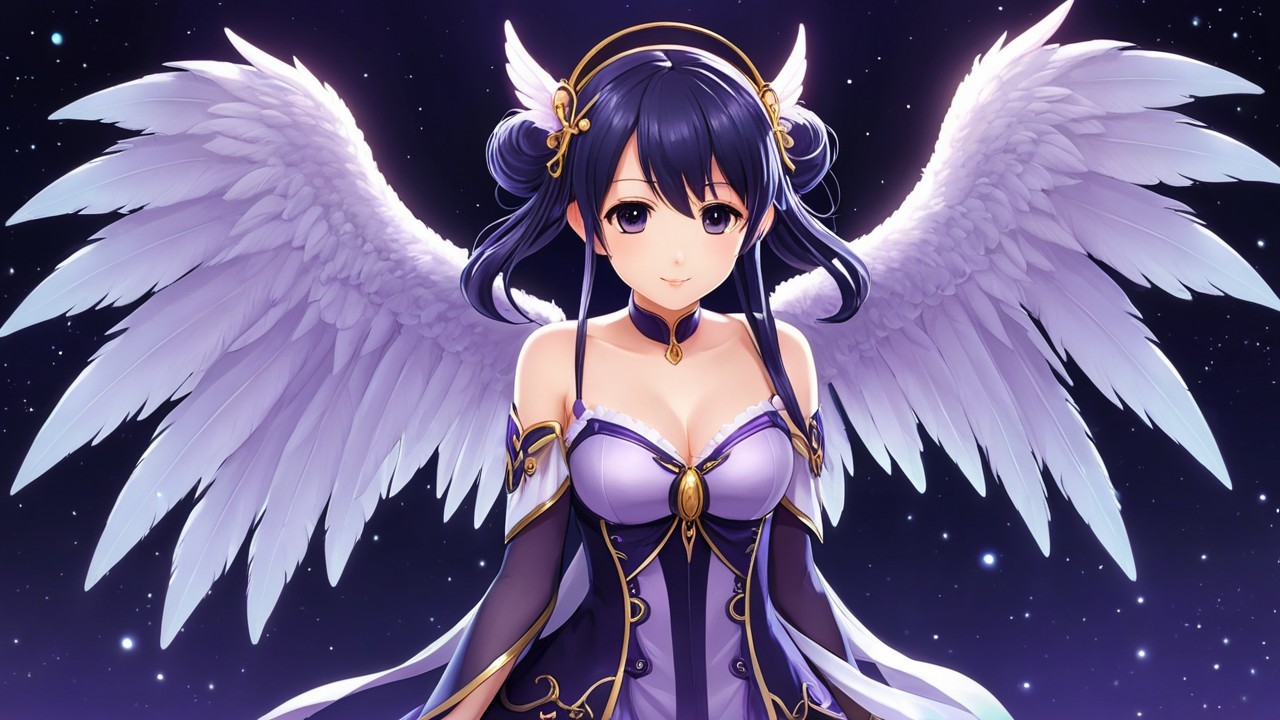 Illustration of Anime Character with Angel Wings