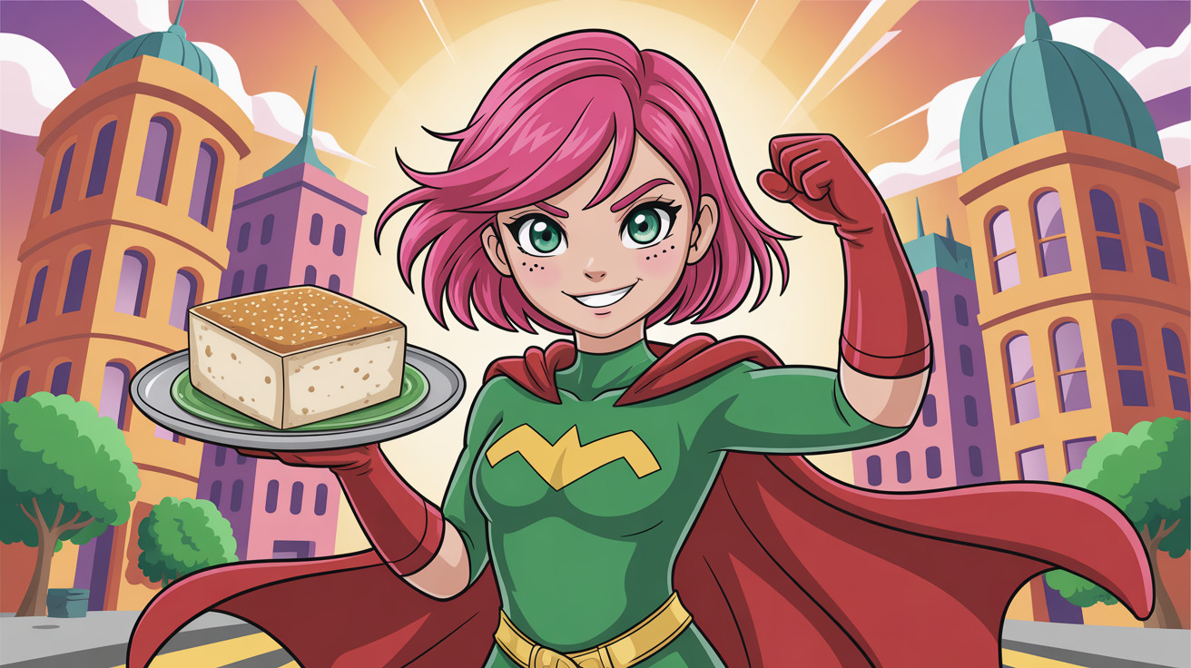 Anime-style superheroine with pink hair and green suit
