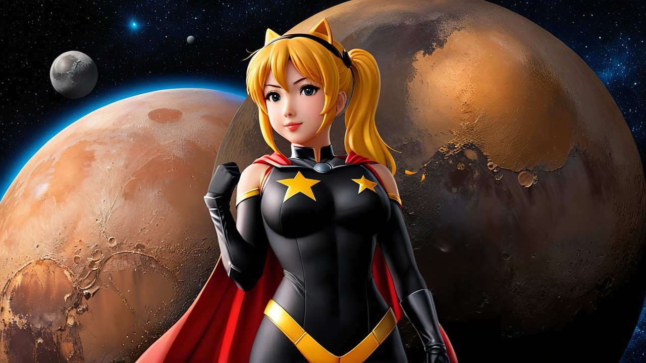 Heroic Animated Character in Cosmic Space Setting