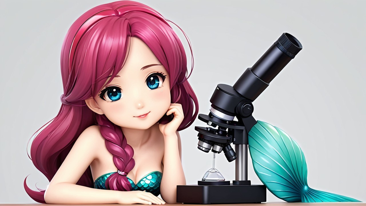 Cartoon Mermaid Girl with Scientific Exploration Theme